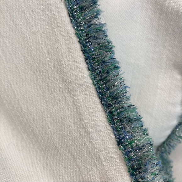 7 For All Mankind | High Waist Ankle Skinny Fringe Jeans, White Sz 28 - Picture 5 of 16